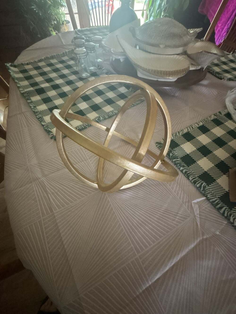 Large Gold Metal Armillary Sphere Orb Sculpture Decor